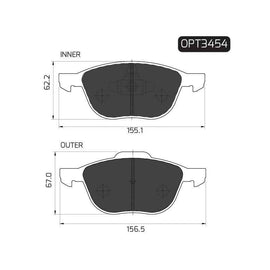 Ford Focus - Front Brake Pads | OPTIMA | OPT3454 - SKU OPT3454 - SpareMe South Africa