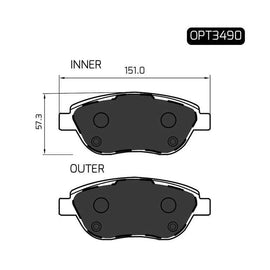 OPTIMA Brake Pads - Alfa Romeo Bravo Front Brake Pads | OPTIMA Quality Replacement | OPT3490 | Spare