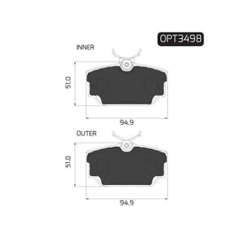 Volkswagen Caravelle - Rear Brake Pads | OPTIMA | OPT3498 - SKU OPT3498 - SpareMe South Africa