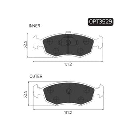 Fiat Strada - Front Brake Pads | OPTIMA | OPT3529 - SKU OPT3529 - SpareMe South Africa