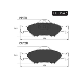 Ford 121 - Front Brake Pads | OPTIMA | OPT3547 - SKU OPT3547 - SpareMe South Africa