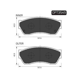 Tata Indica - Front Brake Pads | OPTIMA | OPT3549 - SKU OPT3549 - SpareMe South Africa