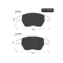 Audi A1 - Front Brake Pads | OPTIMA | OPT3553 - SKU OPT3553 - SpareMe South Africa