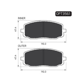 OPTIMA Front Brake Pads for Hyundai Picanto - SKU OPT3561 - SpareMe South Africa