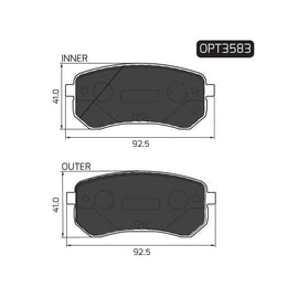 Hyundai Picanto - Rear Brake Pads | OPTIMA | OPT3583 - SKU OPT3583 - SpareMe South Africa