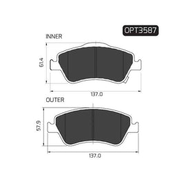 Toyota Auris - Front Brake Pads | OPTIMA | OPT3587 - SKU OPT3587 - SpareMe South Africa