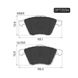 Audi A3 - Front Brake Pads | OPTIMA | OPT3594 - SKU OPT3594 - SpareMe South Africa