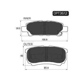 Chrysler Caliber - Rear Brake Pads | OPTIMA | OPT3612 - SKU OPT3612 - SpareMe South Africa