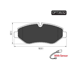 Mercedes-Benz Sprinter Series - Front Brake Pads | OPTIMA | OPT3632A - SKU OPT3632A - SpareMe South Africa