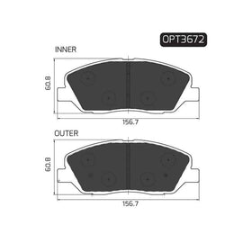Hyundai Korando - Front Brake Pads | OPTIMA | OPT3672 - SKU OPT3672 - SpareMe South Africa