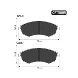 Hyundai Cerato - Front Brake Pads | OPTIMA | OPT3689 - SKU OPT3689 - SpareMe South Africa
