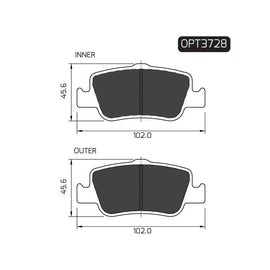 Toyota Auris - Rear Brake Pads | OPTIMA | OPT3728 - SKU OPT3728 - SpareMe South Africa