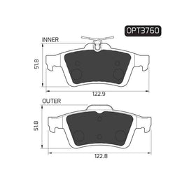 Cadillac Aveo - Rear Brake Pads | OPTIMA | OPT3760 - SKU OPT3760 - SpareMe South Africa