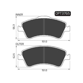 Toyota Auris - Front Brake Pads | OPTIMA | OPT3765 - SKU OPT3765 - SpareMe South Africa