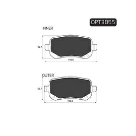 Chrysler Grand Voyager - Rear Brake Pads | OPTIMA | OPT3855 - SKU OPT3855 - SpareMe South Africa