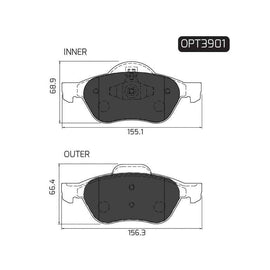 Renault Clio - Front Brake Pads | OPTIMA | OPT3901 - SKU OPT3901 - SpareMe South Africa
