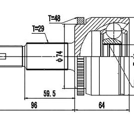 OPTIMA Front Outer Cv Joint - SKU RV3014A - SpareMe