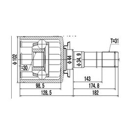 OPTIMA Rear Inner Cv Joint - SKU RV4013 - SpareMe