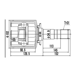 OPTIMA Rear Inner Cv Joint - SKU RV4014 - SpareMe