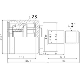 OPTIMA Rear Inner Cv Joint - SKU RV4017 - SpareMe