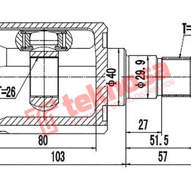 Cv Joint Inner Front Right Land Rover Freelander MK1 1998-2006 (RV6615) CV Joint Teknosa