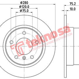 Brake Components Brake Disc TBD8076-D OPTIMA