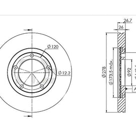 KIA K-series - Front Brake Disc | OPTIMA | TBD8481-D - SKU TBD8481-D - SpareMe South Africa