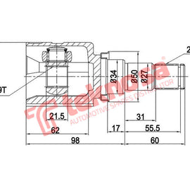 Inner Cv Joint Toyota Aygo (2011-), Toyota Yaris, Citroen C1 (2007-) CV Joint Teknosa