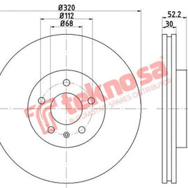 Brake Disc Audi A5 2.0 Front Solidi 09 (Front Vented) Brake Disc Ferodo