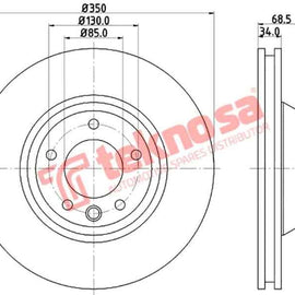 Brake Disc Audi Q7 06 (Front Vented) Brake Disc Ferodo