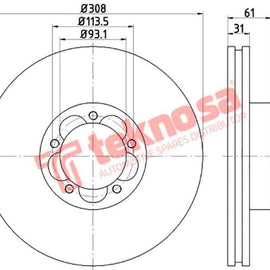 Brake Disc Ford Transit 13 (Front Vented) Brake Disc Optima
