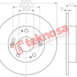Brake Disc Honda Civic 09 (Rear Solid) Brake Disc Ferodo