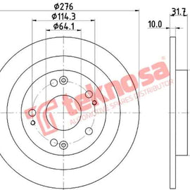 Brake Disc Honda Civic 12 (Rear Solid) Brake Disc Optima
