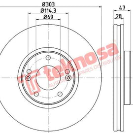 Brake Disc Hyundai Azera (Front Vented) Brake Disc Optima