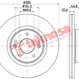Brake Disc Hyundai I30 Tucson 15 (Front Vented) Brake Disc OPTIMA