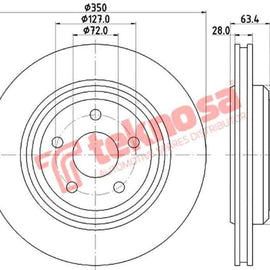 Brake Disc Jeep Grand Cherokee 10 (Rear Vented) Brake Disc OPTIMA