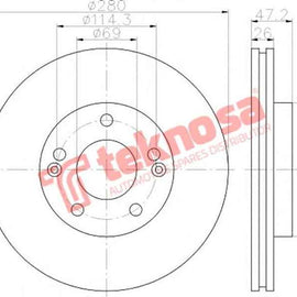 Brake Disc Kia Carens Sportage (Front Vented) Brake Disc OPTIMA