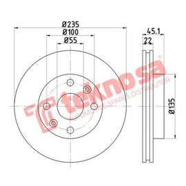 Brake Disc Kia Rio 01 (Front Vented) Brake Disc Optima