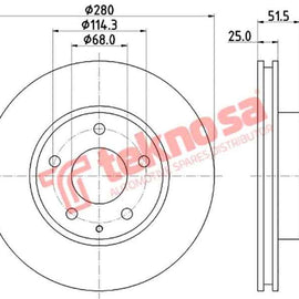 Brake Disc Mazda 3 Cx 3 13 (Front Vented) Brake Disc OPTIMA