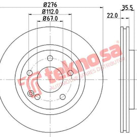 Brake Disc Mercedes W168 (Front Vented) Brake Disc Optima