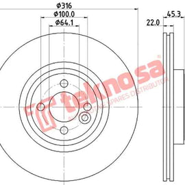 Brake Disc Mini Cooper S 07 (Front Vented) Brake Disc OPTIMA