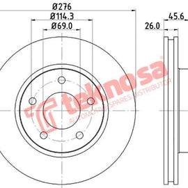Brake Disc Mitsubishi Lancer (Front Vented) Brake Disc Ferodo