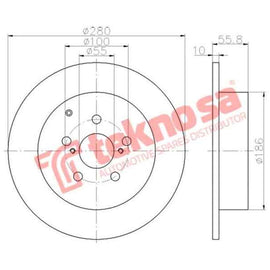 Brake Disc Toyota Avensis 10 (Rear Solid) Brake Disc Optima