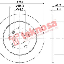 Brake Disc Toyota Camry 2.4I (Rear Solid) Brake Disc Optima