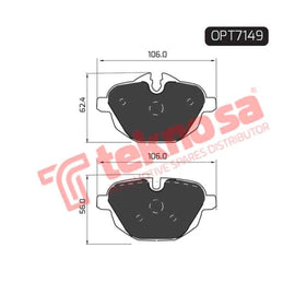 Brake Pad Bmw 5 Series E60 08 ( R ) (SET LH & RH Wheel) Brake Pads Optima