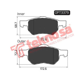 Brake Pad Chrysler Voyager 00 08 ( Front ) (SET LH & RH Wheel) Brake Pads Optima