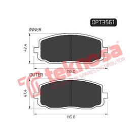 Brake Pad Hyundai I10 08 ( Front ) (SET LH & RH Wheel) Brake Pads Optima