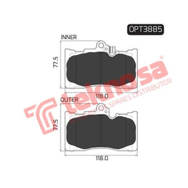 Brake Pad Lexus Gs 12 ( Front ) (SET LH & RH Wheel) Brake Pads Optima