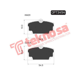 Brake Pad Mercedes Benz Vito 02 ( R ) (SET LH & RH Wheel) Brake Pads Optima