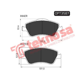 Brake Pad Toyota Auris 07 09 ( Front ) (SET LH & RH Wheel) Brake Pads Optima